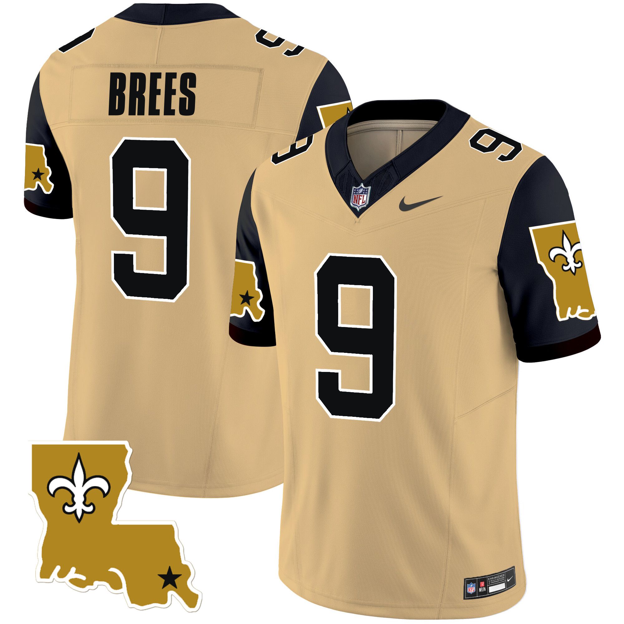 Men New Orleans Saints 9 Brees Yellow 2024 Nike 1987 Legacy Vapor Limited NFL Jersey